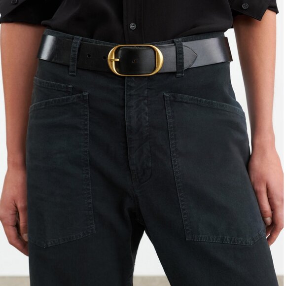 Nili Lotan $390 Shon Pant Mid Rise Barrel Leg in Carbon size 2 (Barely Worn) - Picture 1 of 7